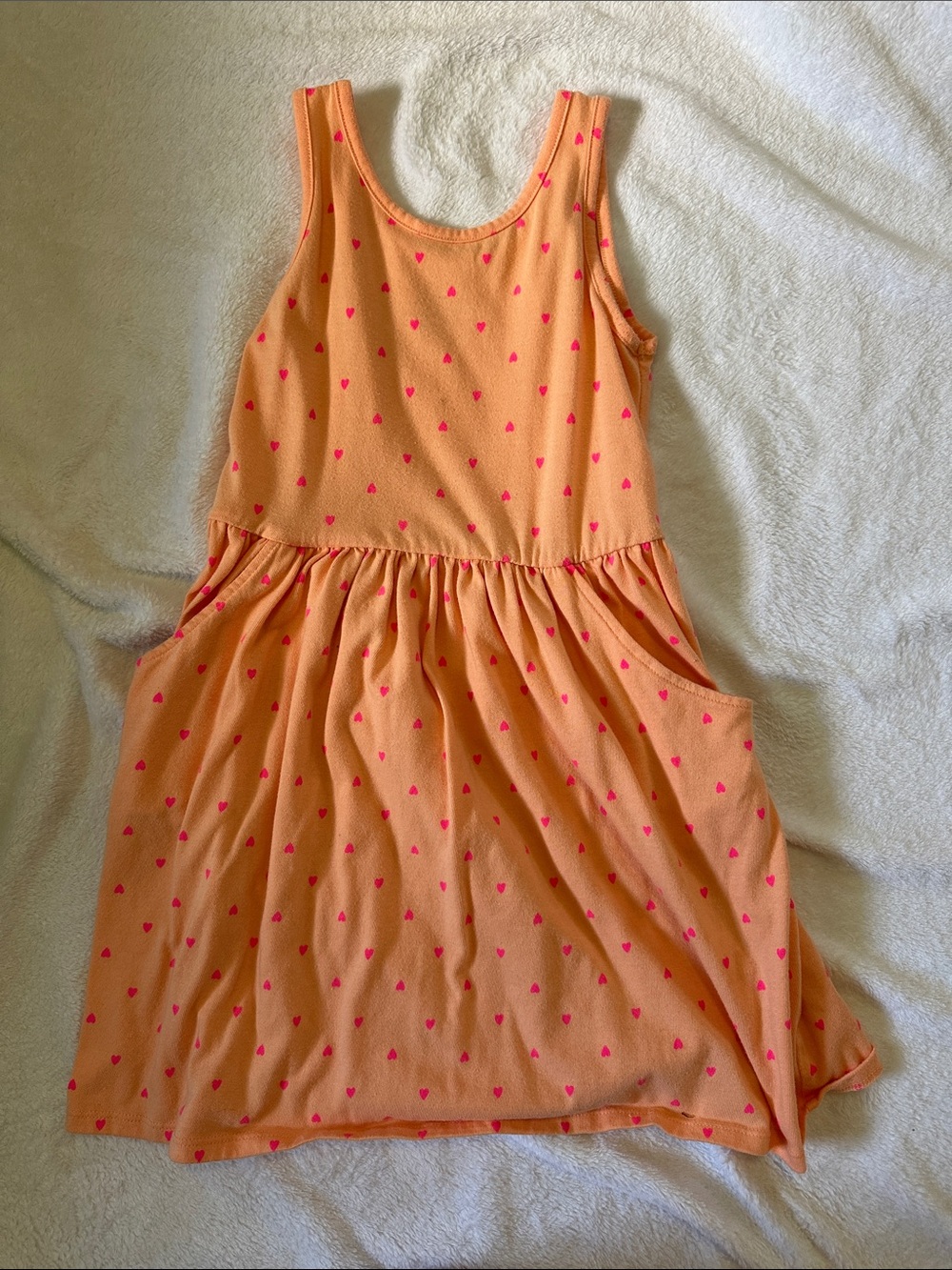 Cat & Jack Orange Tank Dress with Pink Heart Print